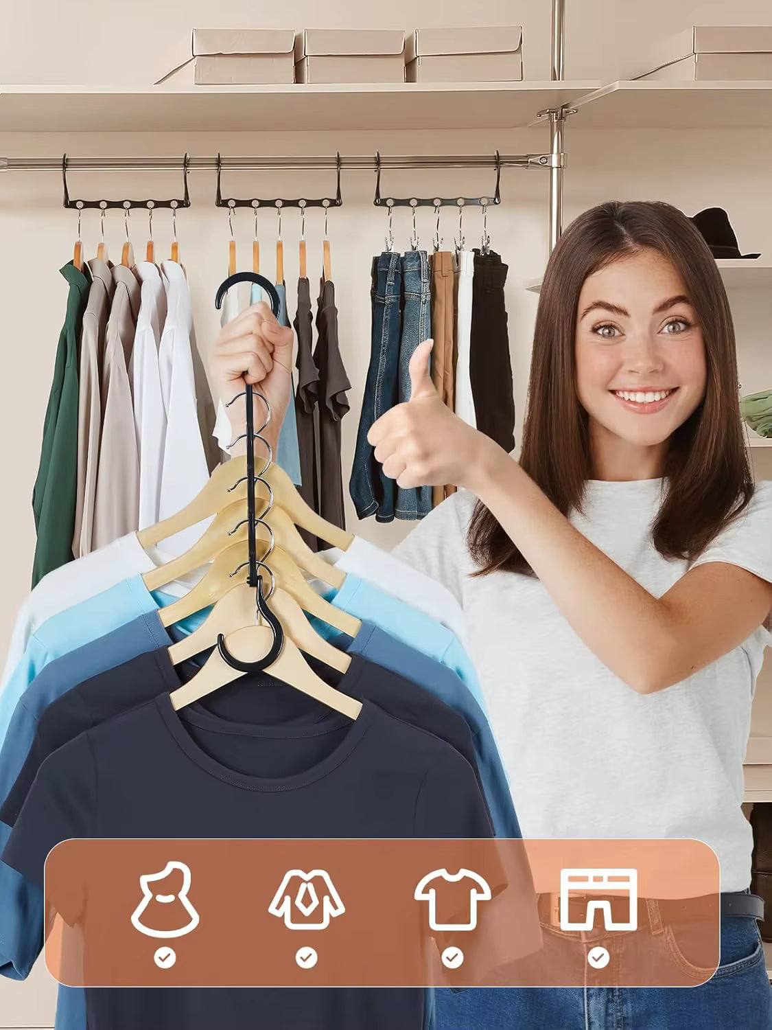 Veloria™ KlädSmart – Platsbesparande galghållare