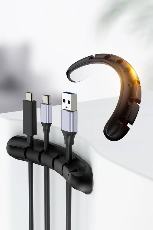 Veloria™ KabelOrdning – Självhäftande kabelhållare för skrivbord och hem