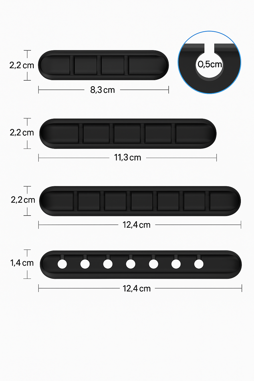 Veloria™ KabelOrdning – Självhäftande kabelhållare för skrivbord och hem