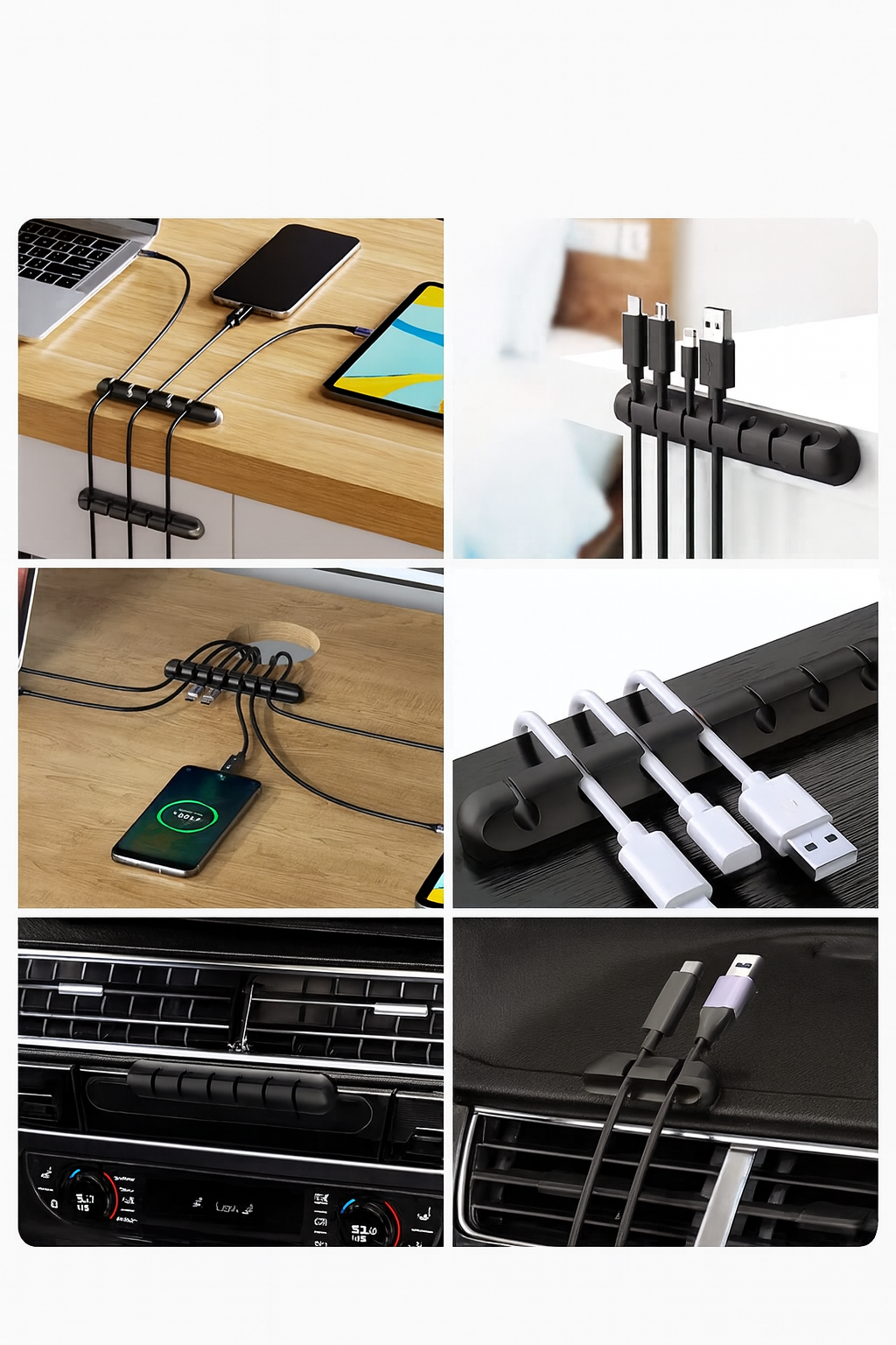 Veloria™ KabelOrdning – Självhäftande kabelhållare för skrivbord och hem