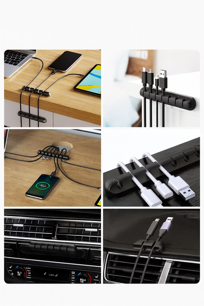 Veloria™ KabelOrdning – Självhäftande kabelhållare för skrivbord och hem