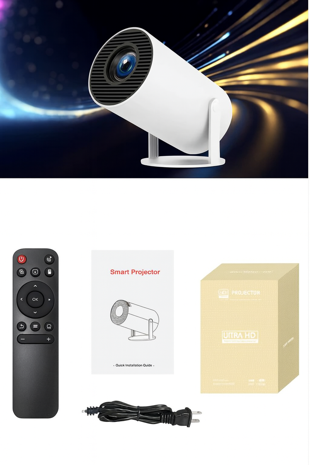 Veloria™ Lumina Pro – 4K Smart Projektor med Auto-Fokus & WiFi6