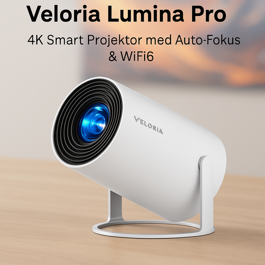 Veloria™ Lumina Pro – 4K Smart Projektor med Auto-Fokus & WiFi6