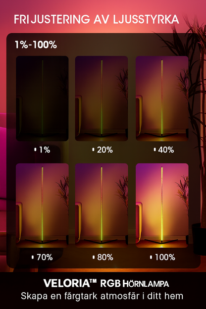 Veloria™ RGB Hörnlampa – Smart LED-lampa med Musikstyrning och 16 Miljoner Färger