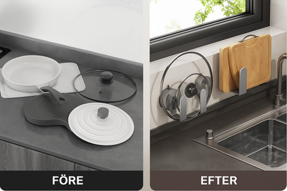 Veloria™ KöksOrdning – Vakuumfäste i rostfritt stål för lock, skärbrädor och redskap